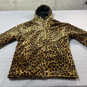 Mob Wife Faux Fur‎ Cheetah Jacket Large Hooded Reversible to Denim Maximalist